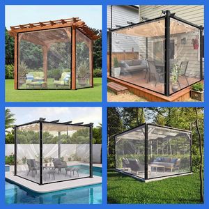 Bâche PVC transparente imperméable robuste - Couverture transparente de 0,35 mm avec œillets <span class=keywords><strong>pour</strong></span> pergola, patio, plantes, piscine, voiture - Product Image 2