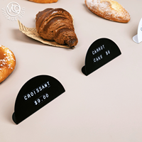 Support d'affichage magnétique en acrylique demi-cercle pour étiquettes de prix, couleurs noir et blanc, inserts de menu remplaçables pour boulangerie ou café