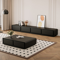 Ensemble de meubles de salon de luxe moderne avec meuble TV réglable en bois, console centrale et table basse
