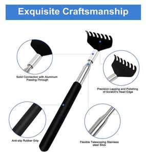 2024 grattoir arrière extensible surdimensionné métal acier inoxydable télescopique grattoir arrière acier inoxydable outil - Product Image 3