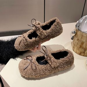 Zapatos planos esponjosos con lazo dulce para mujer, mocasines de suela blanda cálidos informales con logotipo personalizado 2023, zapatos planos para mujer - Product Image 3