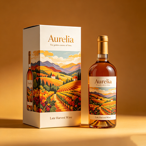 Boîte en papier personnalisée écologique avec couvercle et base, dorure à chaud, pour vin blanc doux récolté tard, emballage cadeau - Product Image 1