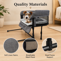 Lit de voyage pliable sécurisé pour animaux de compagnie, berceau cododo surélevé avec fenêtres en maille