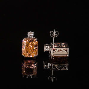 أقراط فاخرة من الزركون الوردي الملون، قطع على شكل زهرة الجليد فائقة اللمعان، أقراط من الماس عالي الكربون - Product Image 6