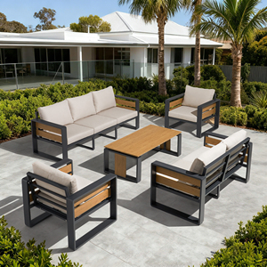 Set di Divani da Giardino Moderno Richard <span class=keywords><strong>in</strong></span> <span class=keywords><strong>Alluminio</strong></span> da 1-7 Posti <span class=keywords><strong>per</strong></span> Patio, Balcone, Cortile, Parco, Appartamento, Soggiorno o Hotel - Product Image 1