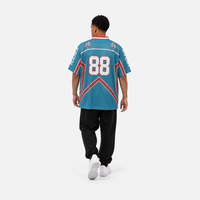 Maillot de football américain et de lacrosse personnalisé vintage vierge imprimé unisexe en maille de toile 100 % polyester de haute qualité, T-shirt court