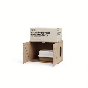 Enclos pour litière pour chat en bois de bambou 65L, contrôle des odeurs, accessoire d'hygiène féline - Product Image 1