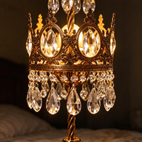 Lampe de table vintage française en cristal doré, lustre de luxe K9, lampe de chevet pour chambre d'hôtel