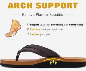 Tongs de yoga en cuir pour hommes, sandales à lanières avec soutien de la voûte plantaire, tongs compensées pour tongs - Product Image 3