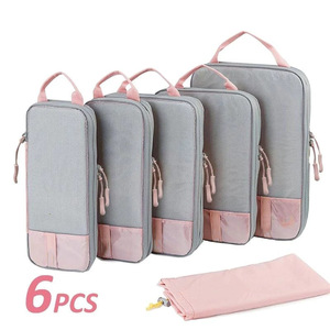 Ensemble de 6 cubes de rangement de voyage à fermeture éclair, légers et compressibles, pour un rangement polyvalent - Product Image 1