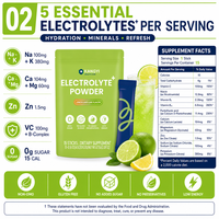Poudre d'électrolytes pour boisson hydratante sans sucre, enrichie en vitamine C et complexe B, saveur citron et lime, en sachet individuel, pour sportifs, OEM, marque privée