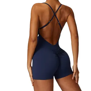YanRuo Yoga Fitness Wear Jumpsuits for Women All in one open back sexy one piece workout Bodysuit