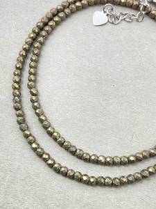 Collar de Pirita con Cuentas, Joyería Delicada con Piedras Preciosas, Cuentas Microfacetadas, Collar de Cristal, Joyería Minimalista, Pequeñas Piedras Preciosas para Mujer - Product Image 4