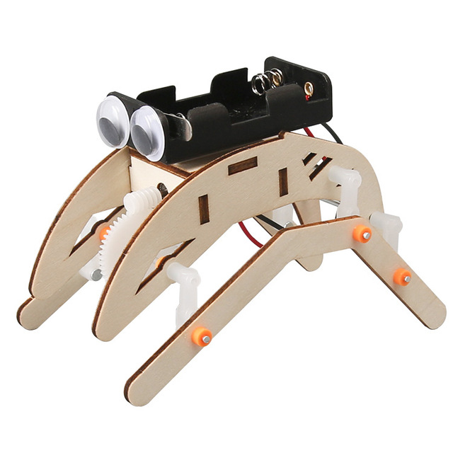 OKYN-G6765 DIY Wooden Spider Robot Model with Bionic Technology for Kids STEM Learning and Fun
