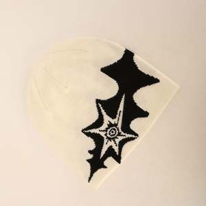 Gorro de Invierno de Punto Acrílico Unisex de Alta Calidad Personalizado al por Mayor, Etiqueta Tejida Teñida, Gorro de Esquí Blanco - Product Image 1