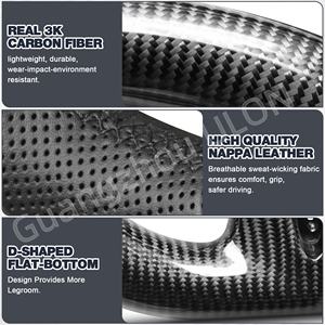 Volante ULON para C-hevy Corvette C7 2014-2019 Nappa cuero perforado en forma de D volante de fibra de carbono de fondo plano - Product Image 4