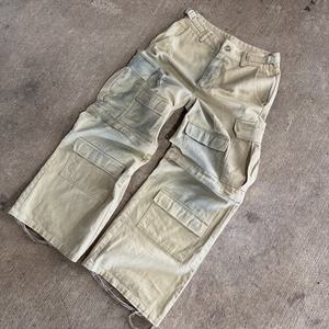 Pantalon cargo ample en coton à plusieurs poches, lavage personnalisé, fermeture éclair à la taille, lavage vintage, délavé à l'acide, déchiré, pour hommes - Product Image 2