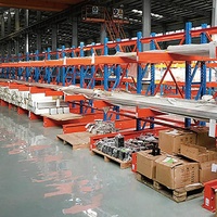 Étagère cantilever robuste en acier laminé à froid 5 niveaux pour le stockage en entrepôt de tuyaux en acier, barres, profilés, bois, pneus et pièces automobiles, longue