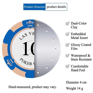 Offre Spéciale Jetons de Poker en Composite d'Argile 39mm Motif Couronne 14g Durables Écologiques pour Poker Mahjong Texas Holden Fêtes - Product Image 4