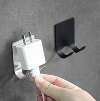 Crochets de porte de salle de bain multifonctionnels écologiques en acier inoxydable argent/noir avec logo personnalisé, à fixer au mur, lot de 2, pour rasoirs et articles divers