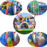 Maison de rebond gonflable commerciale sur le thème des contes de fées avec toboggan sec/humide et zone de saut combinée pour les fêtes en plein air