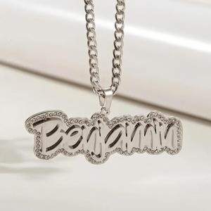 สร้อยคอชื่อสั่งทำ สแตนเลสชุบทอง 18K สองชั้น ประดับเพชรซิร์คอน จี้ชื่อแบบส่วนตัว ของขวัญเครื่องประดับสำหรับผู้หญิง - Product Image 5