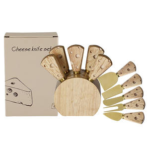 चारक्यूटेरी बोर्ड सहायक उपकरण स्टेनलेस स्टील ब्लेड स्प्रेडर चाकू सेट पनीर मक्खन स्लाइसर पर्यावरण के अनुकूल लकड़ी के हैंडल धारक - Product Image 3