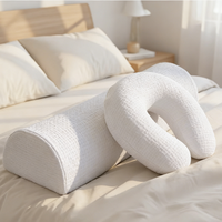 2 Coussins de Voyage en Mousse à Mémoire de Forme et Polyester Tricoté pour Appui-tête, Repose-jambes et Confort des Chevilles/Pieds, Amovibles, pour Avion, Train, Hôtel