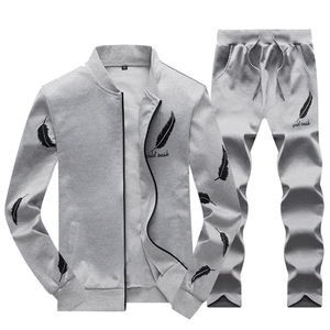 Cộng Với Kích Thước Của Nam Giới Thể Thao Mặc Bộ Lông Cừu Lót Bóng Chày Tracksuit 2-Mảnh Mùa Thu Thể Thao Giản Dị Trang Phục Của Nhà Cung Cấp Nóng - Product Image 3