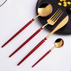 Cubiertos de acero inoxidable chapados en oro para <span class=keywords><strong>restaurante</strong></span>, cuchillo, cuchara, tenedor, cucharón, cubiertos de boda, directo de fábrica - Product Image 2