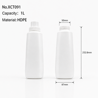 Grande bouteille de détergent à lessive blanche en HDPE de 1 L (34 oz) avec bec verseur de précision et bouchon doseur transparent anti-fuite