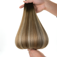 Nouvelles extensions de cheveux humains vierges européennes double trame Volume Genius Weft avec mèches blondes double trame Genius Weft