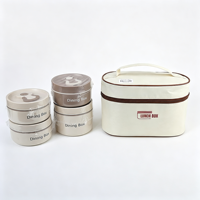 Ensemble de 4 boîtes à lunch rondes en acier inoxydable 304 empilables, étanches, avec sac isotherme pour le bureau et les pique-niques