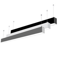 Nouveau système d'éclairage linéaire de bureau moderne à tubes à latte LED 50W & 60W avec luminaires encastrés IP20