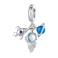 Bracelet d'astronaute en argent S925, perles de rêve, vaisseau spatial, planète, pierre de lune, pendentif DIY, accessoires