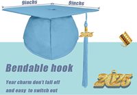 Toge de remise de diplôme universitaire pour adultes, bleu ciel mat, avec toque et pompon, pour étudiants diplômés