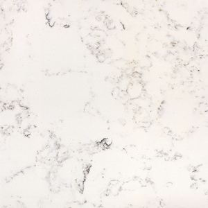 Plan de travail de cuisine moderne en pierre Calacatta blanc avec rayures dorées, base blanche avec points de verre, grande dalle, Vietnam - Product Image 4