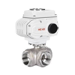 วาล์วบอลสามทางไฟฟ้า Hc ขนาด 1 นิ้ว แบบเกลียวตัว T ทำจากสแตนเลส 304 สำหรับควบคุมน้ำ น้ำมัน และก๊าซ - Product Image 1