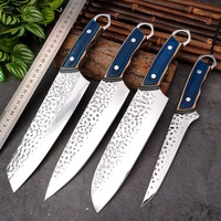 Ensemble de couteaux de cuisine personnalisés avec manche en bois coloré Couteau de chef tout usage Couteau à découper en os Outil de boucher-Acier inoxydable