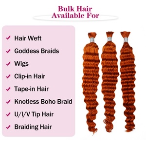 FH Cheveux Indiens Bruts 100% Non Traités en Vrac, Ondulés Profonds, Bouclés Profonds, Extensions de Cheveux Humains en Vrac - Product Image 2
