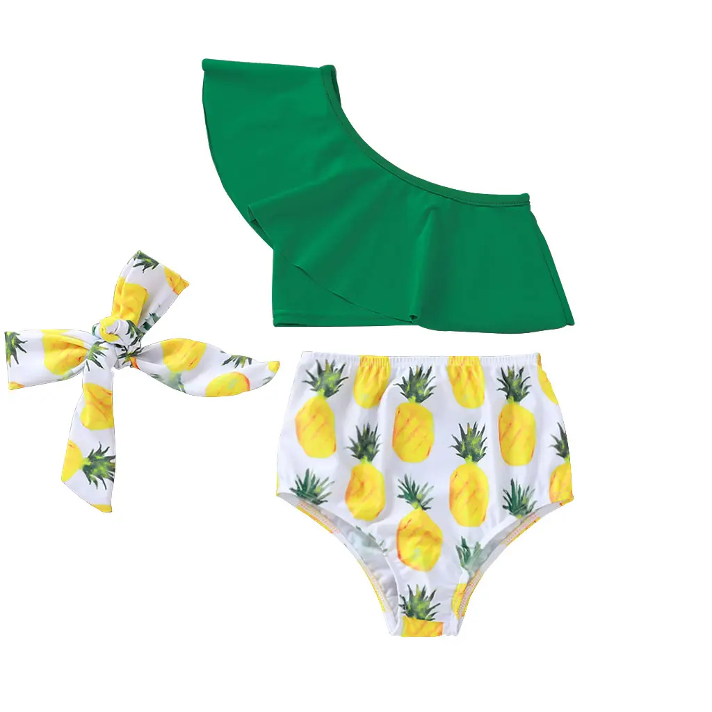 Costumi da bagno per bambini biologici costumi da bagno per bambina con motivo turchese Bikini arruffato per bambina