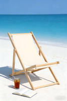 Chaise longue de plage en bois réglable à 4 positions - Pliable et portable pour piscine et terrasse extérieure
