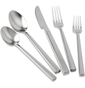 Ensemble de couverts en acier inoxydable argenté et doré moderne pour hôtel, couteau, fourchette, cuillère, avec polissage miroir - Product Image 1