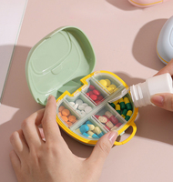 Kotak Pil Mini Portabel untuk Perjalanan, Tempat Penyimpanan Obat Saku dengan Kunci Pengaman & Pegangan untuk Vitamin, Kapsul & Kebutuhan Sehari-hari