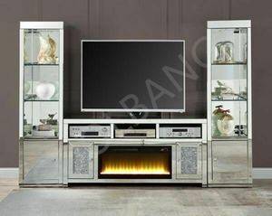 Camino moderno in argento all'ingrosso con 2 ante portaoggetti e <span class=keywords><strong>cornice</strong></span> a specchio smussata - Product Image 3