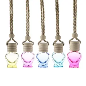 Hot-sellings Coeur Forme Multicolore 4ml 8ml Mini Désodorisant De Voiture Suspendu Bouteille De Parfum De Voiture