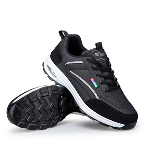 Zapatillas deportivas con amortiguación de aire para hombre, con cordones, panel en contraste, cuero PU, antideslizantes, que absorben los golpes, para deportes al aire libre, para caminar - Product Image 6