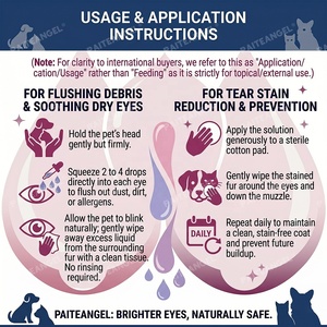 Gouttes oculaires pour animaux de compagnie 100ml – Nettoyant pour les taches de larmes chez le chien, solution nettoyante pour les yeux du chat, apaise les yeux secs, formule botanique, GMP, OEM personnalisé - Product Image 5