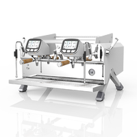 Machine à café expresso professionnelle semi-automatique à double groupe en acier inoxydable pour hôtel, avec chaudière à vapeur de 12 L et puissance de 5600 W