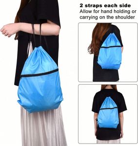 กระเป๋าเชือกรูดแบบมีซิปสำหรับกีฬา ยิม โยคะ เดินทาง และไปโรงเรียน - Product Image 6